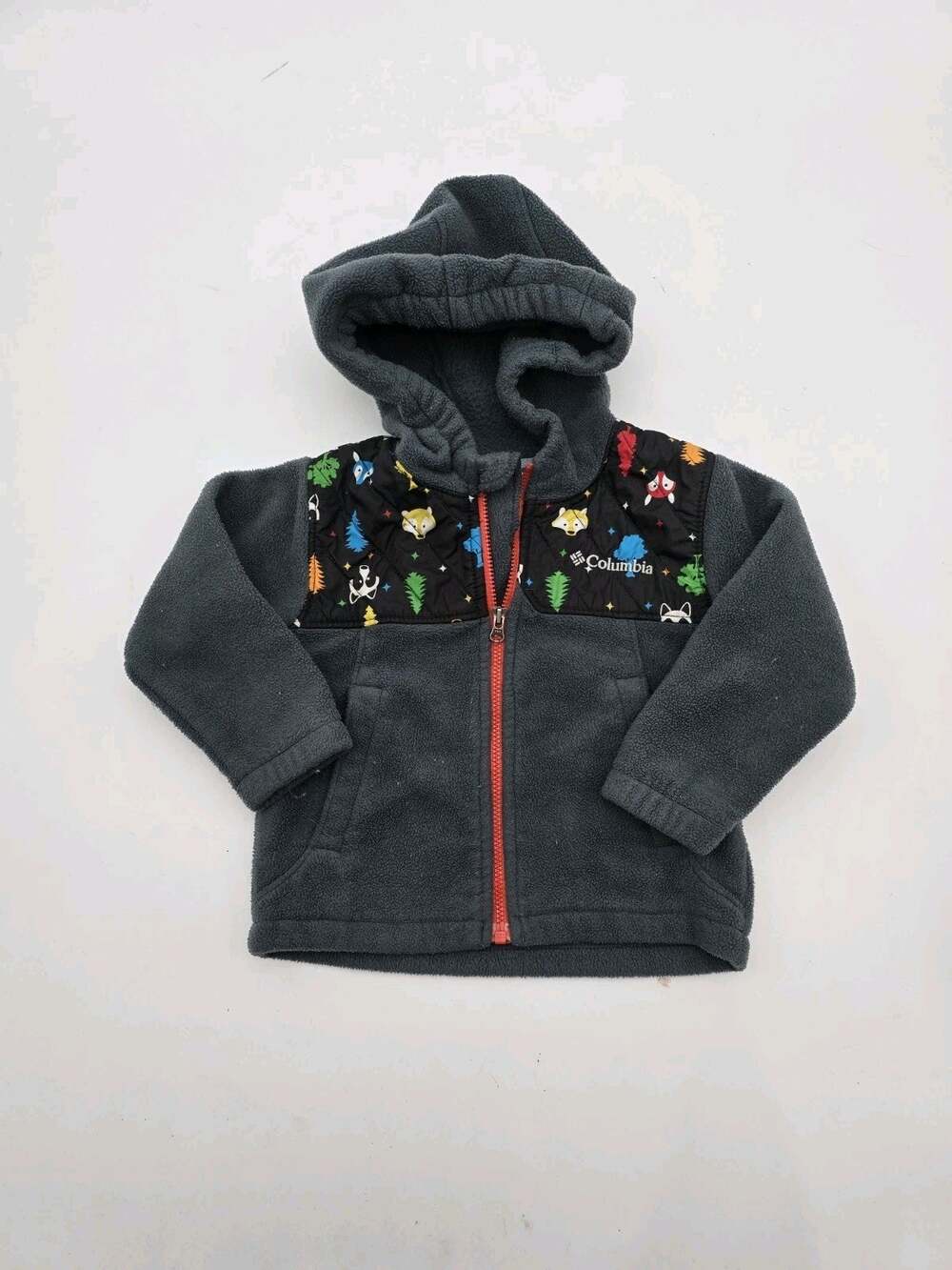 Columbia Jacket Boys 18 Mo Gray Kids Youth Toddler Fox Racoon Hooded Woodland